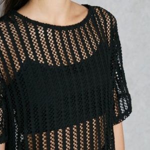 Kendall + Kylie Black Mesh Knit Top NWT